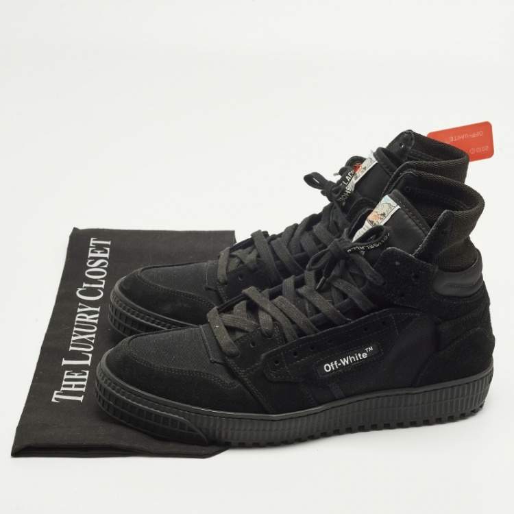 Pre Owned Off-White 3.0 Off Court Size 40 Black Canvas and Suede High Top Sneakers