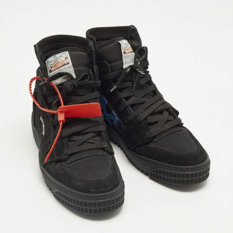 Pre Owned Off-White 3.0 Off Court Size 40 Black Canvas and Suede High Top Sneakers