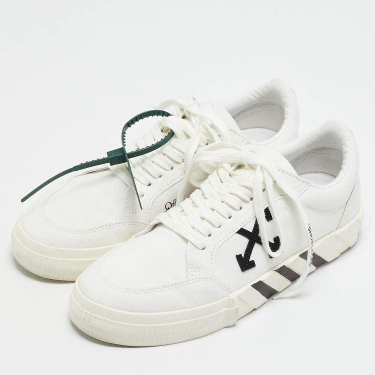 Pre Owned Off-White Vulcanized Size 41 White Canvas Low Top Sneakers