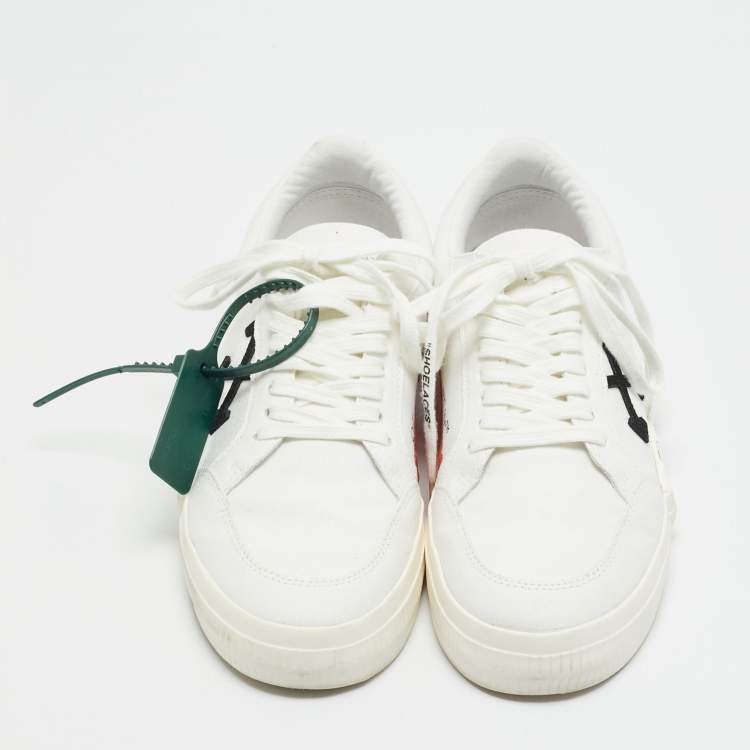 Pre Owned Off-White Vulcanized Size 41 White Canvas Low Top Sneakers