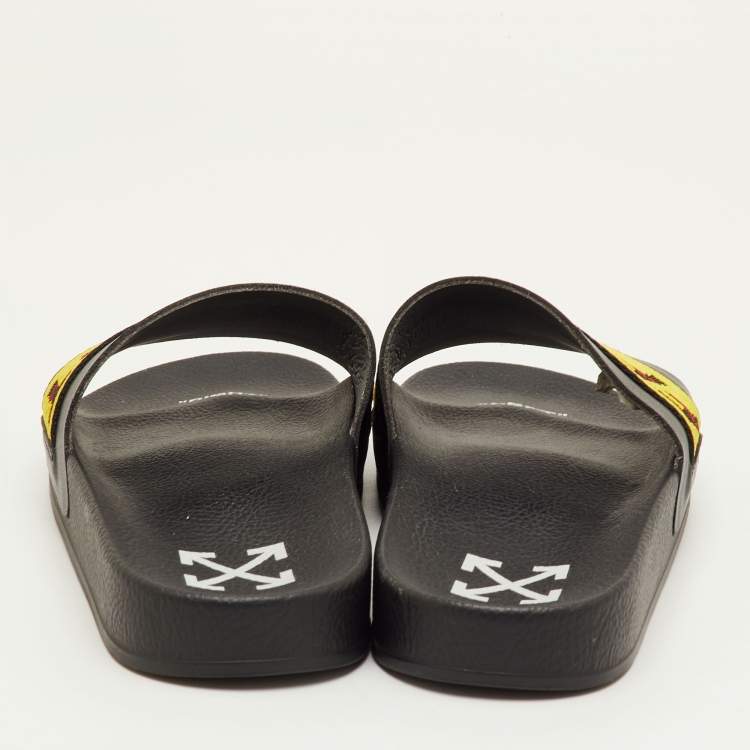 Pre Owned Off-White Logo Industrial Size 40 Black Leather Flats