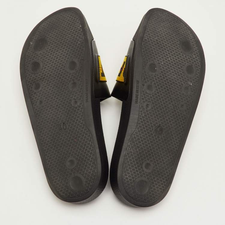 Pre Owned Off-White Logo Industrial Size 40 Black Leather Flats