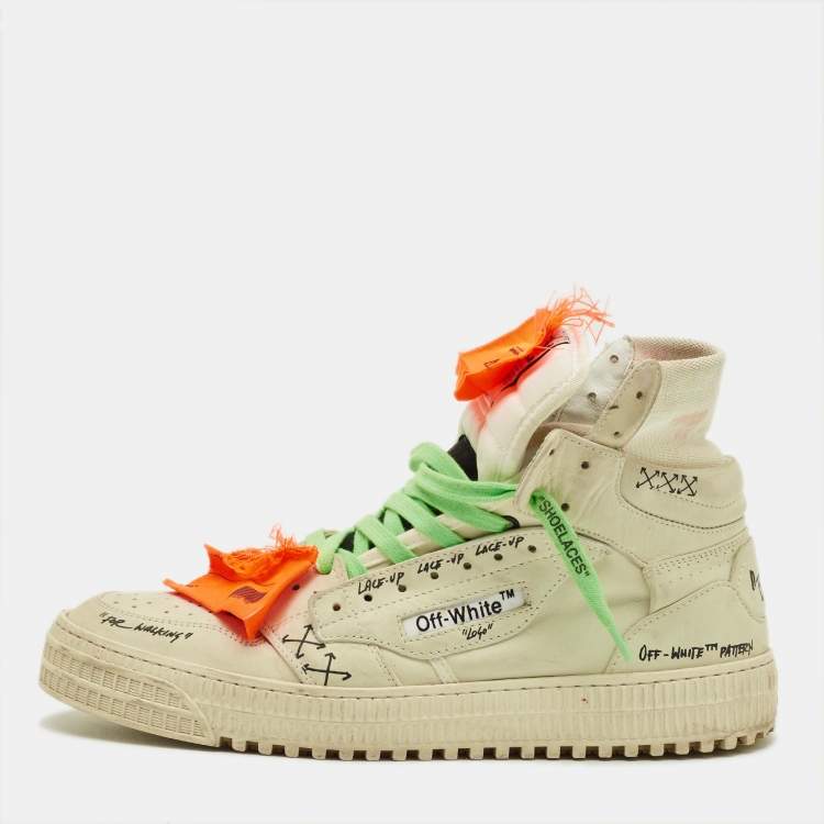 Pre Owned Off-White 3.0 Off Court Size 43 Grey Leather High Top Sneakers