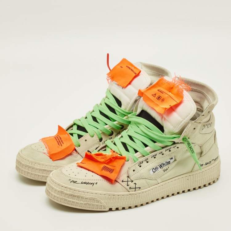 Pre Owned Off-White 3.0 Off Court Size 43 Grey Leather High Top Sneakers