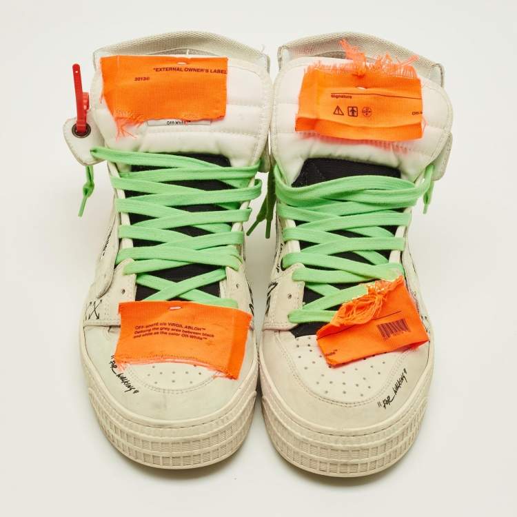 Pre Owned Off-White 3.0 Off Court Size 43 Grey Leather High Top Sneakers