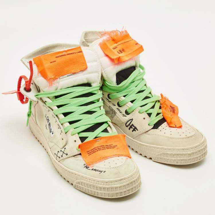 Pre Owned Off-White 3.0 Off Court Size 43 Grey Leather High Top Sneakers