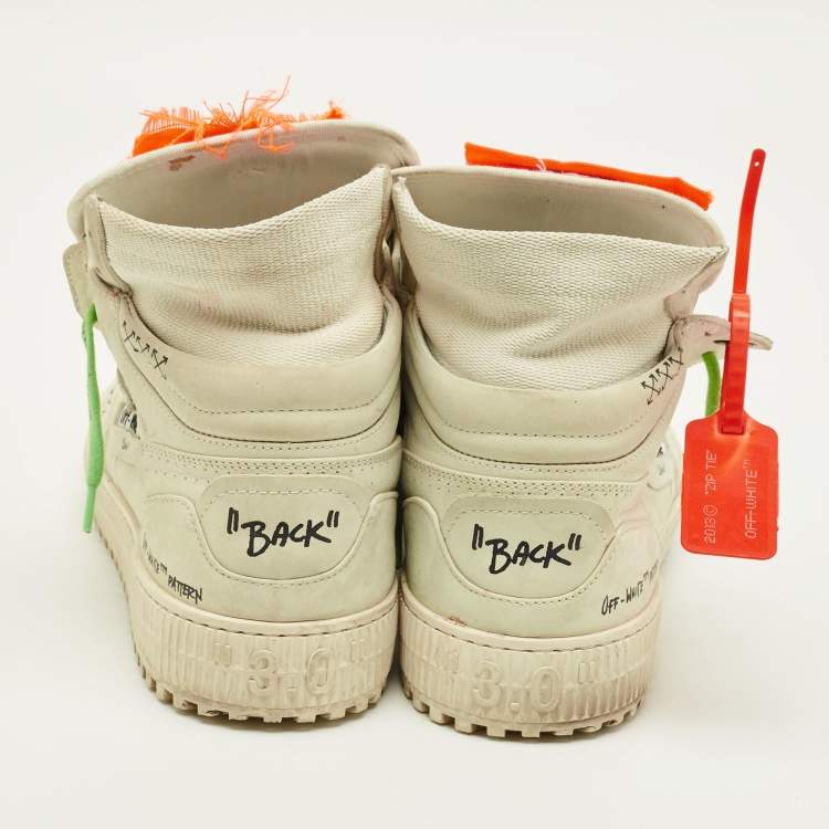 Pre Owned Off-White 3.0 Off Court Size 43 Grey Leather High Top Sneakers