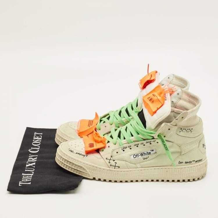 Pre Owned Off-White 3.0 Off Court Size 43 Grey Leather High Top Sneakers