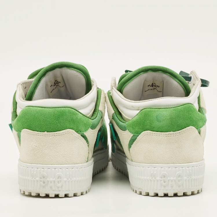 Pre Owned Off-White Floating Arrow Size 43 Green Fabric and Suede Lace Up Sneakers