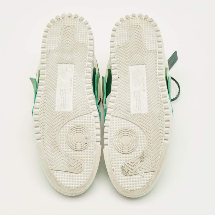 Pre Owned Off-White Floating Arrow Size 43 Green Fabric and Suede Lace Up Sneakers