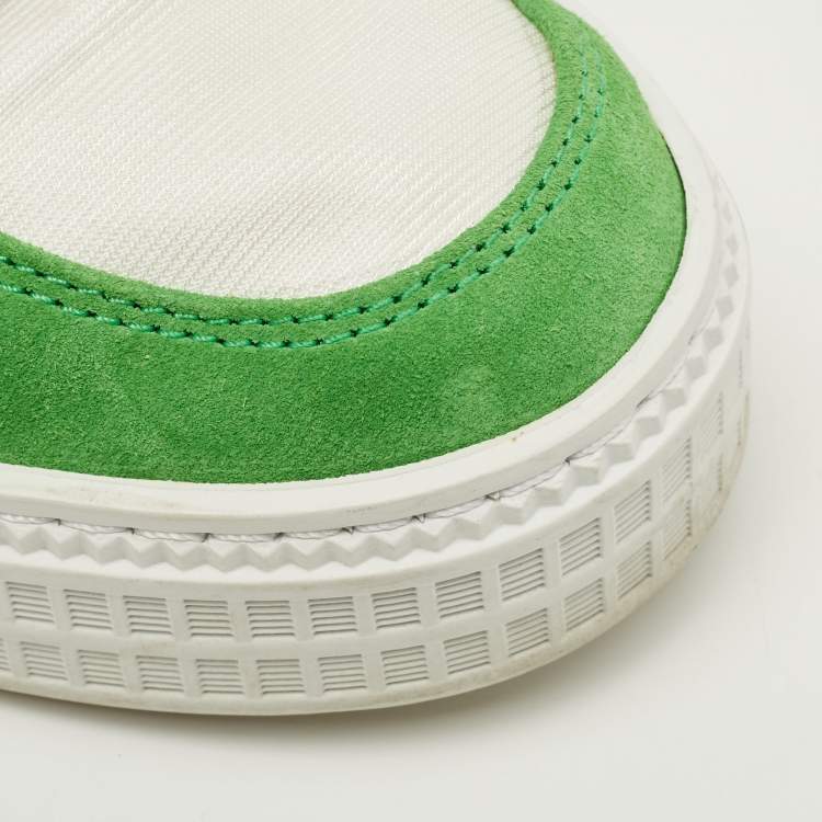 Pre Owned Off-White Floating Arrow Size 43 Green Fabric and Suede Lace Up Sneakers