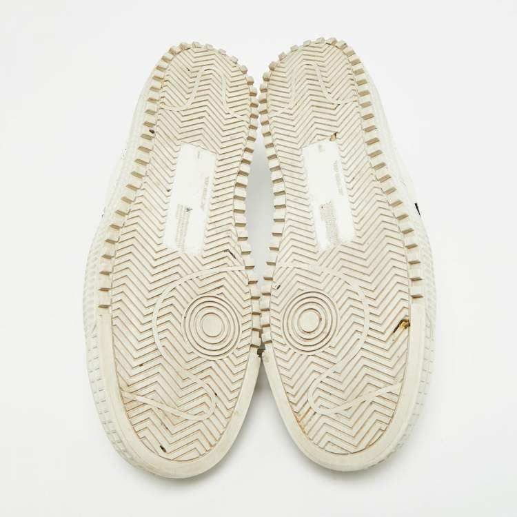 Pre Owned Off-White Vulcanized Size 41 White/Grey Leather and Suede Lace Up Sneakers