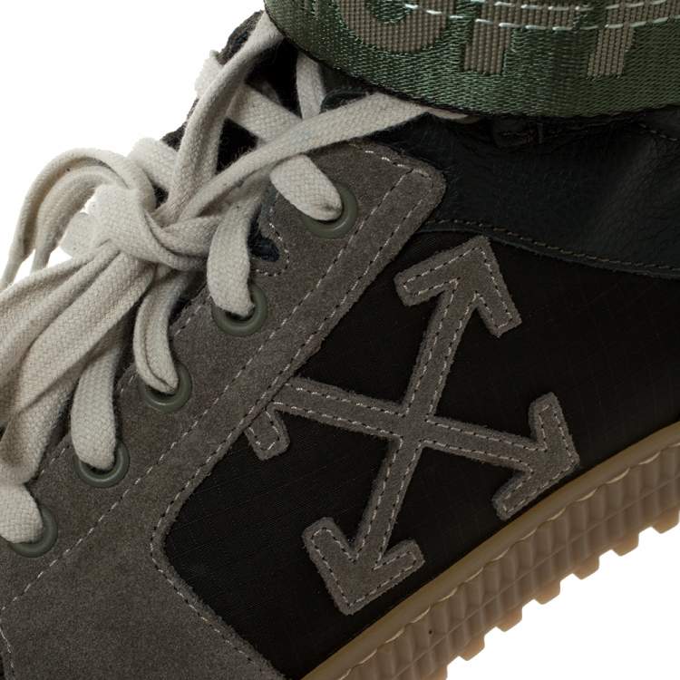 Pre Owned Off-White Green Leather And Fabric Off Court 3.0 High-Top Sneakers Size 40