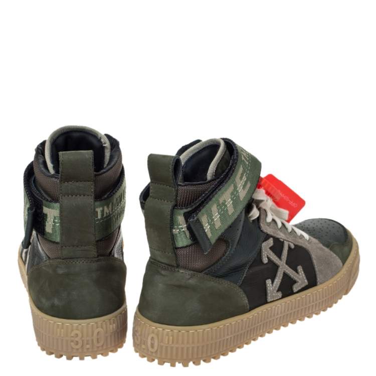 Pre Owned Off-White Green Leather And Fabric Off Court 3.0 High-Top Sneakers Size 40