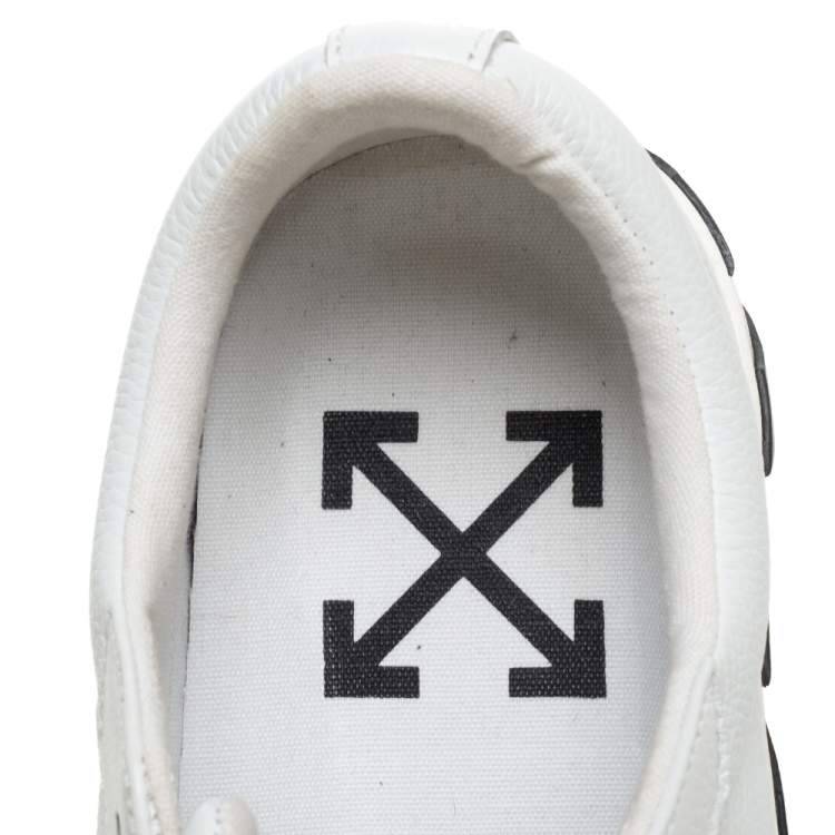 Pre Owned Off-White White/Black Leather Vulcanized Low Top Sneakers Size 40
