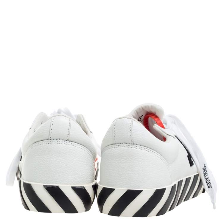 Pre Owned Off-White White/Black Leather Vulcanized Low Top Sneakers Size 40