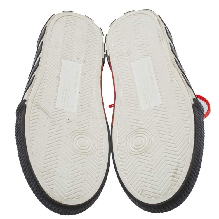 Pre Owned Off White Black Canvas And Suede Vulcanized Low Top Sneakers Size 42
