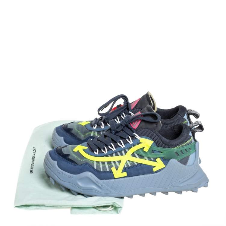 Pre Owned Off White Multicolor Mesh And Leather Odsy 1000 Low Top Sneakers Size 43
