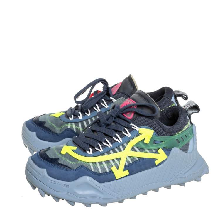 Pre Owned Off White Multicolor Mesh And Leather Odsy 1000 Low Top Sneakers Size 43