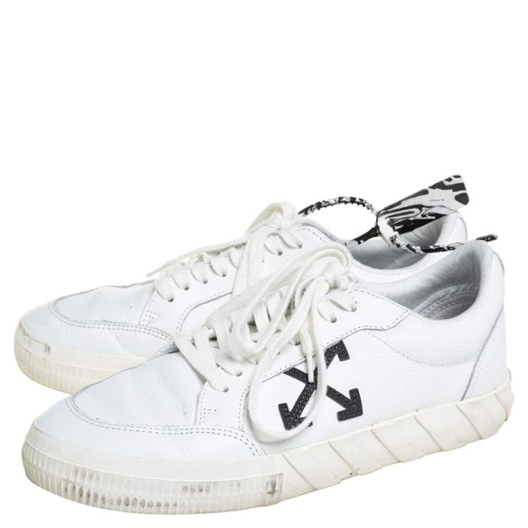 Pre Owned Off-White White Leather Vulcanized Low Top Sneakers Size 42