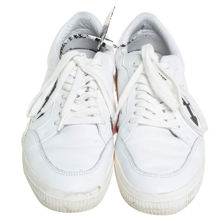 Pre Owned Off-White White Leather Vulcanized Low Top Sneakers Size 42