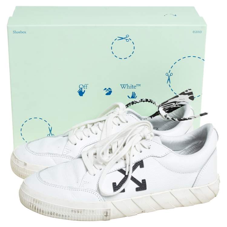 Pre Owned Off-White White Leather Vulcanized Low Top Sneakers Size 42