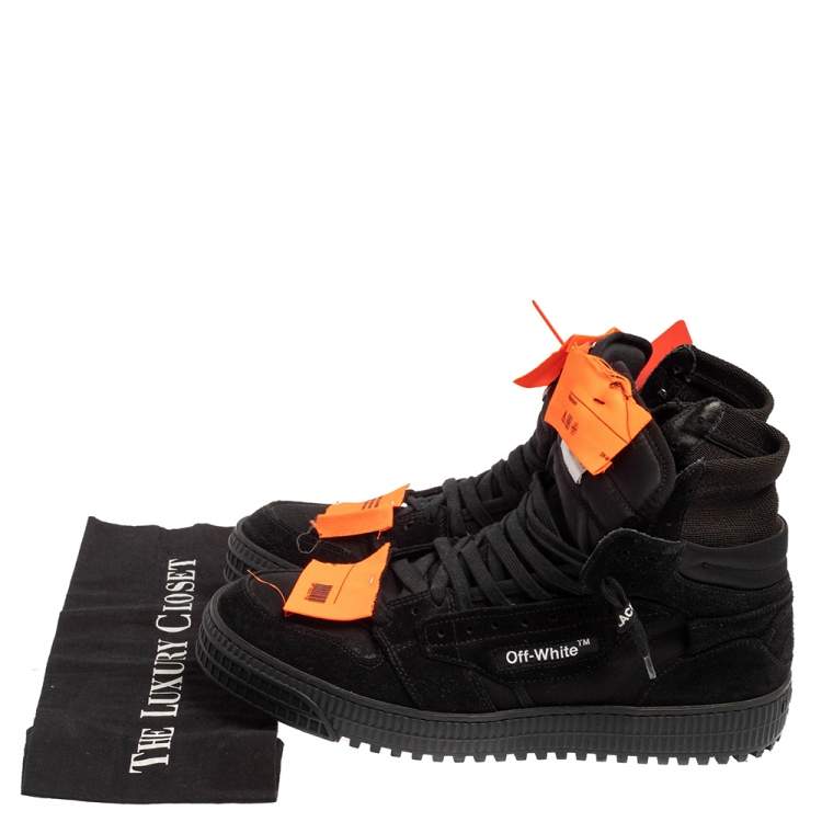 Pre Owned Off-White Black Suede And Canvas Off-Court 3.0 Hight Top Sneakers Size 43