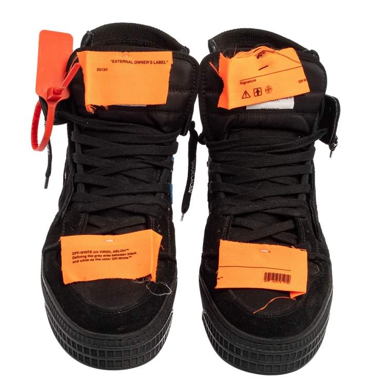 Pre Owned Off-White Black Suede And Canvas Off-Court 3.0 Hight Top Sneakers Size 43