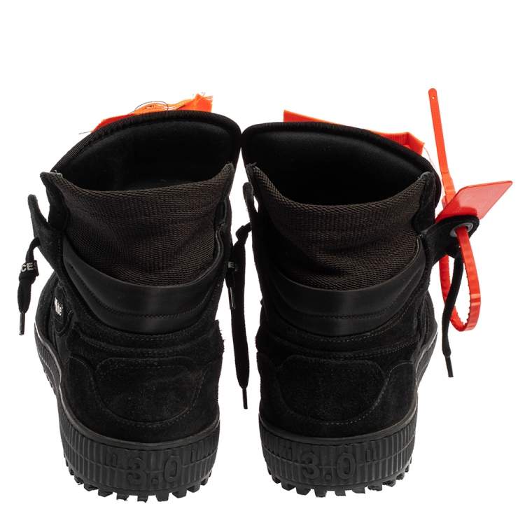 Pre Owned Off-White Black Suede And Canvas Off-Court 3.0 Hight Top Sneakers Size 43