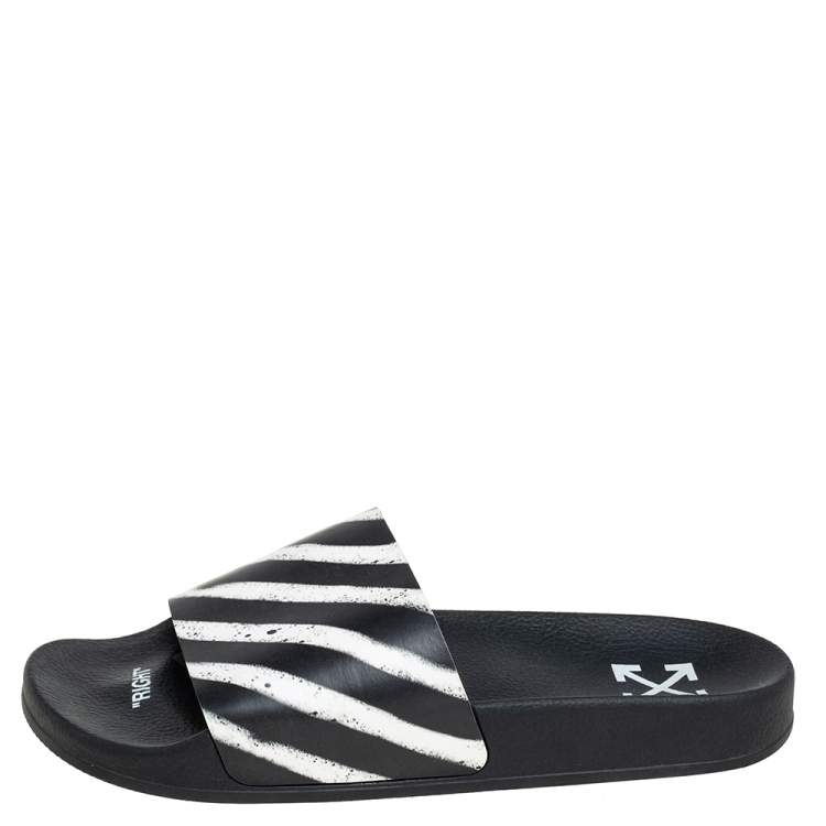 Pre Owned Off-White Off White/Black PVC Slide Sandals Size 41