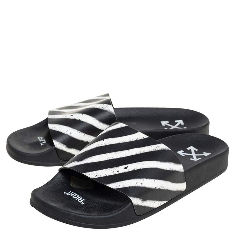Pre Owned Off-White Off White/Black PVC Slide Sandals Size 41