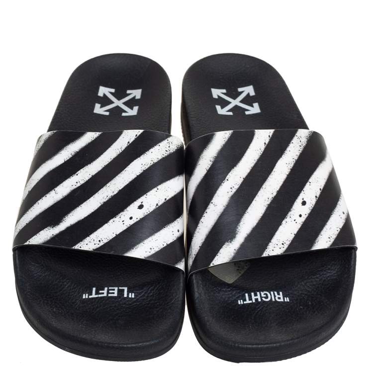 Pre Owned Off-White Off White/Black PVC Slide Sandals Size 41