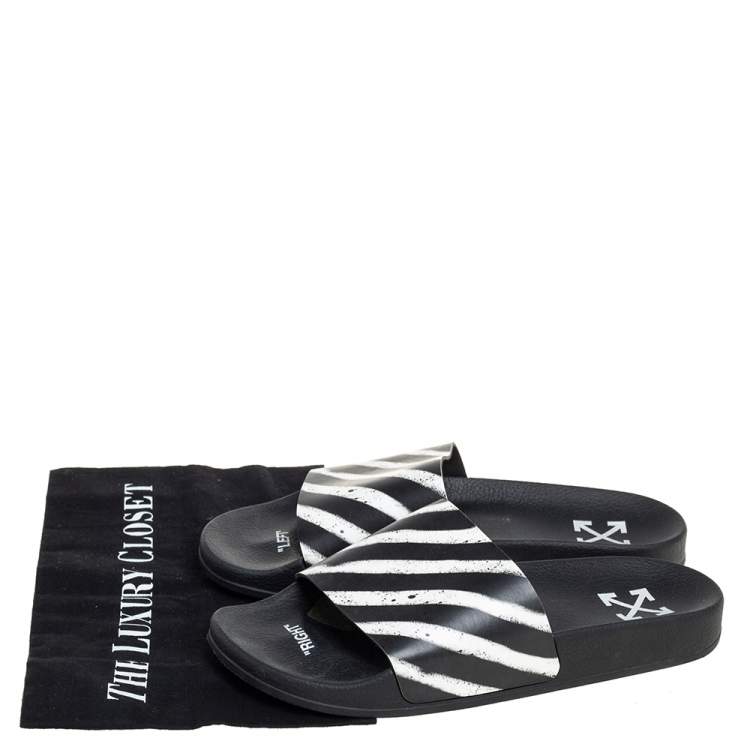 Pre Owned Off-White Off White/Black PVC Slide Sandals Size 41