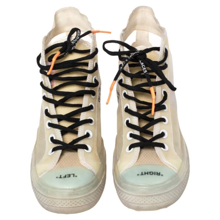 Pre Owned Off-White x Converse Beige Mesh And Rubber Chuck Taylor All-Star Vulcanized High Top Sneakers Size 41