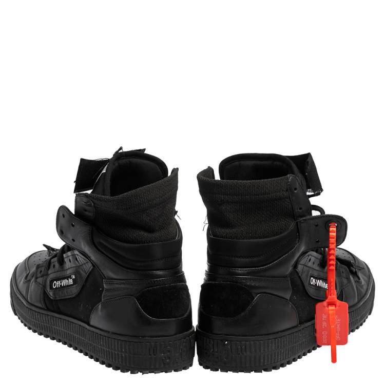 Pre Owned Off White Black Leather and Canvas Off Court 3.0 Sneakers Size 45
