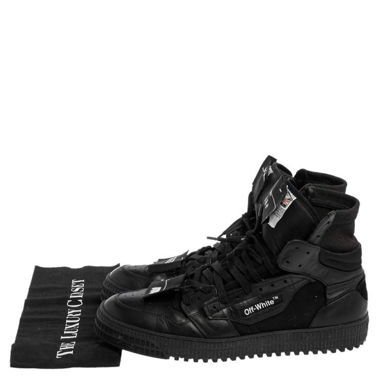 Pre Owned Off White Black Leather and Canvas Off Court 3.0 Sneakers Size 45