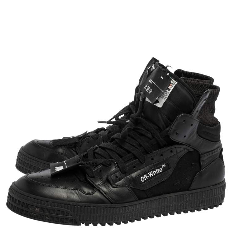 Pre Owned Off White Black Leather and Canvas Off Court 3.0 Sneakers Size 45