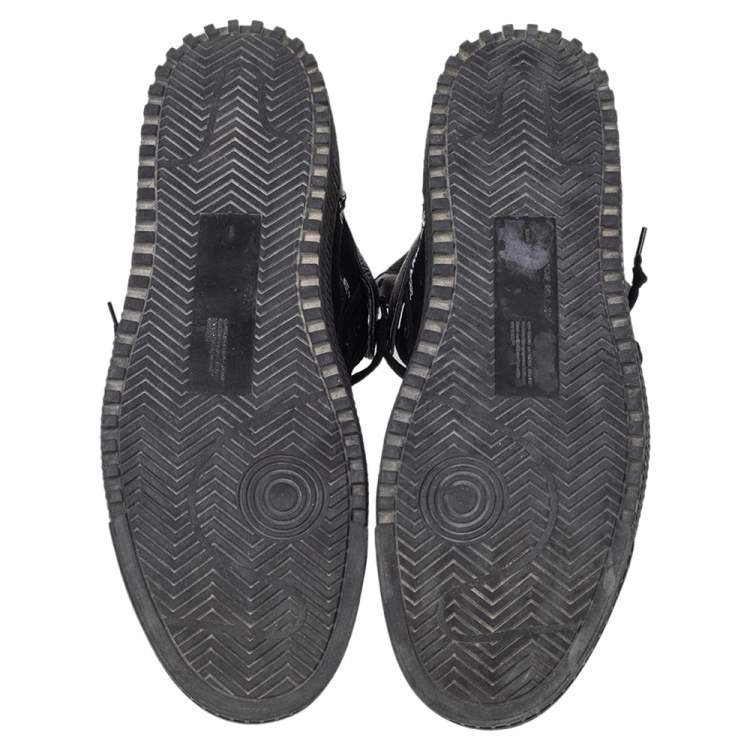 Pre Owned Off-White Black Leather And Canvas Off-Court 3.0 Hight Top Sneakers Size 44