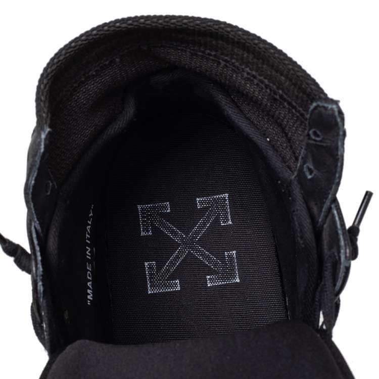 Pre Owned Off-White Black Leather And Canvas Off-Court 3.0 Hight Top Sneakers Size 44