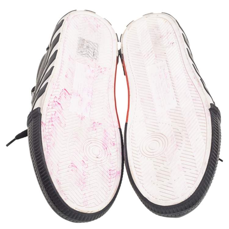 Pre Owned Off-White Black Leather Vulcanized Low Top Sneakers Size 44