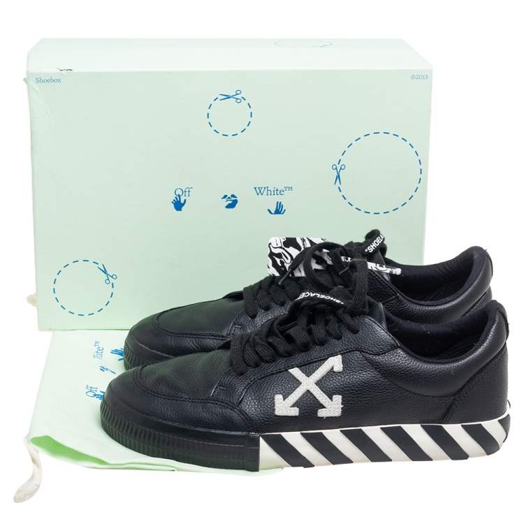 Pre Owned Off-White Black Leather Vulcanized Low Top Sneakers Size 44