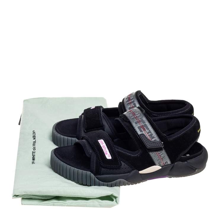 Pre Owned Off-White Black Suede Oddsy Minimal Velcro Sandals Size 40