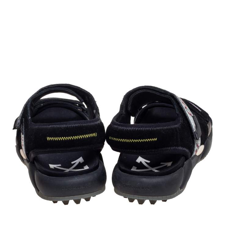 Pre Owned Off-White Black Suede Oddsy Minimal Velcro Sandals Size 40