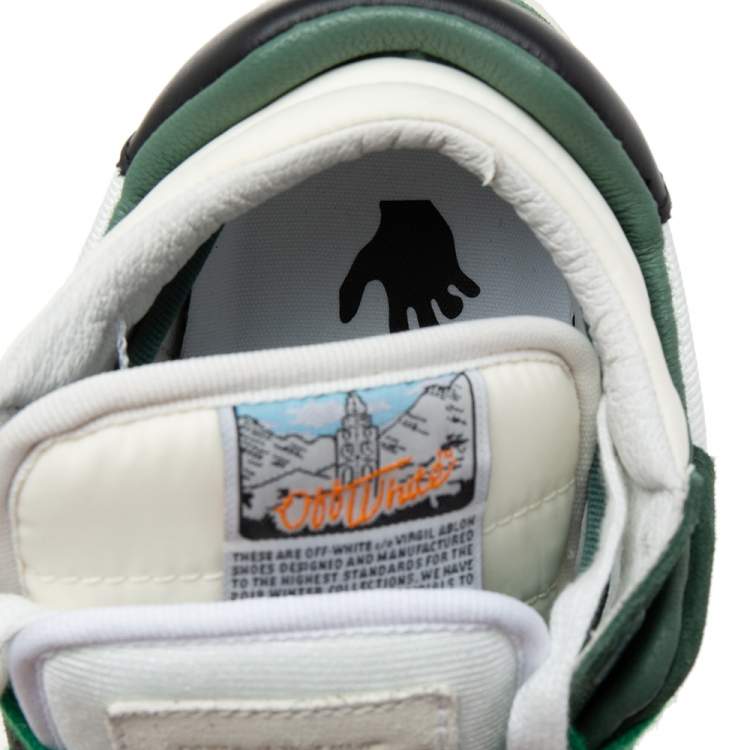 Pre Owned Off White Green/White Leather And Suede Floating Arrow Low Top Sneakers Size 40