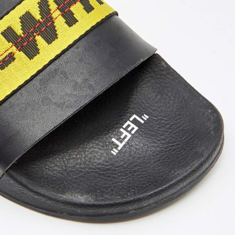 Pre Owned Off-White C/O VIRGIL ABLOH 2020 Black Rubber Industrial Slider Slides Size 46