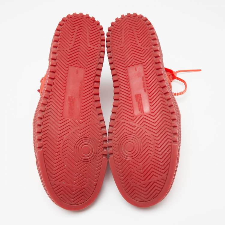 Pre Owned Off-White Red Suede And Canvas Off Court 3.0 High Top Sneakers Size 43