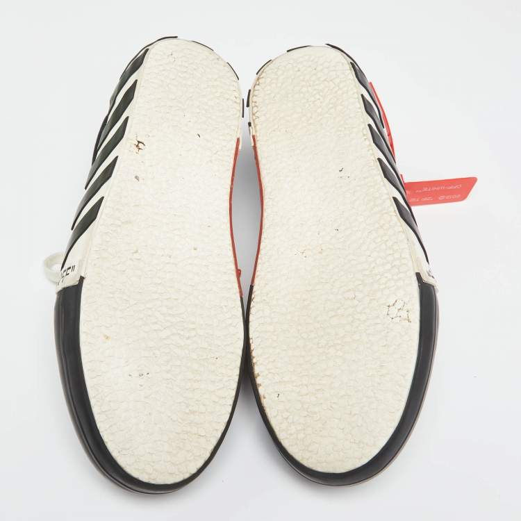 Pre Owned Off-White White/Black Canvas Vulcanized Low Top Sneakers Size 43 