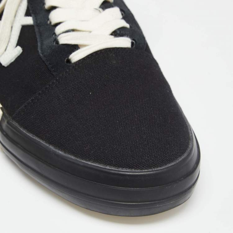 Pre Owned Off-White White/Black Canvas Vulcanized Low Top Sneakers Size 43 