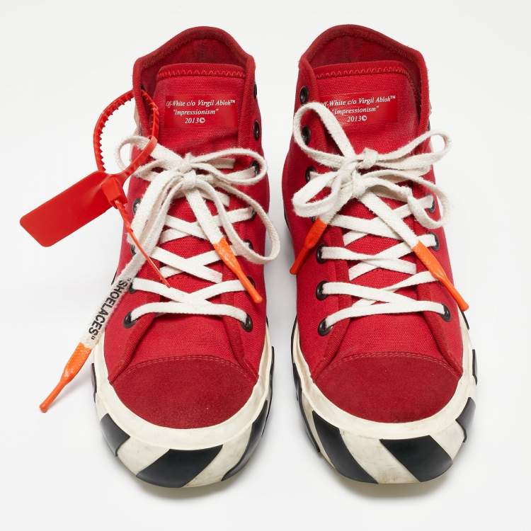 Pre Owned Off-White Red Canvas High Top Sneakers Size 42