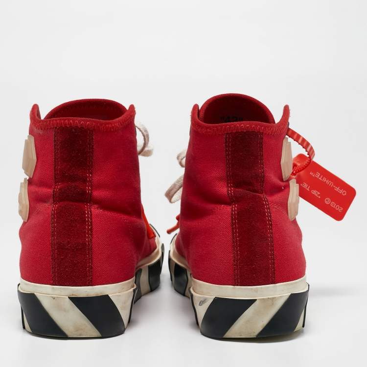 Pre Owned Off-White Red Canvas High Top Sneakers Size 42
